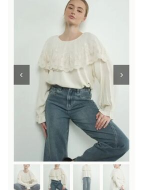 NEW Lace Cape Long Sleeve Blouse Romantic Aaron & Amber